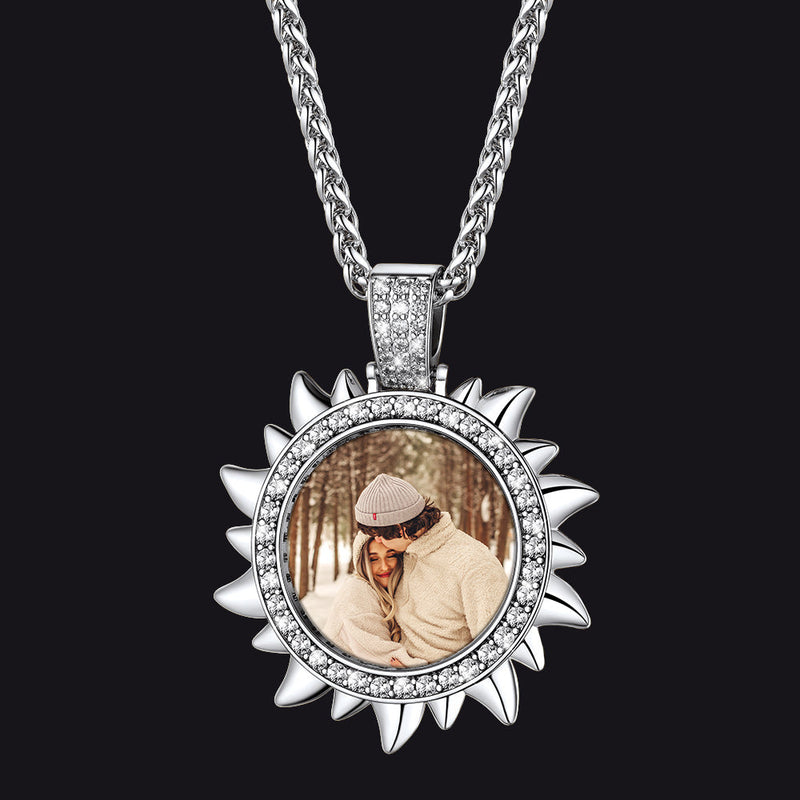 Custom Picture Sun Necklace With Cz for