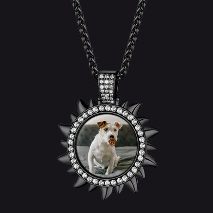 Custom Picture Sun Necklace With Cz for