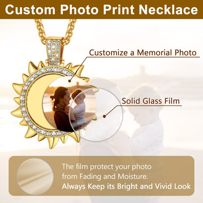 Custom Picture Sun Necklace With Cz for