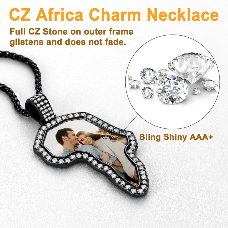 Customized African Map Photo Necklace With Picture for