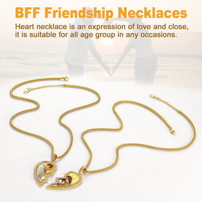 Customized Picture 2 Half Heart Matching Necklaces for Couple Bff