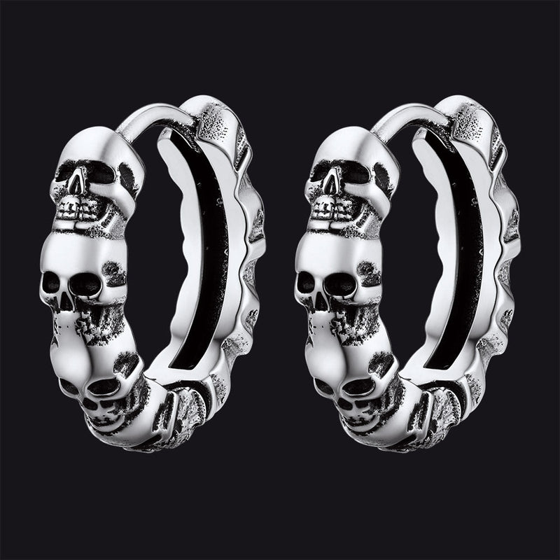 Gothic Skull Huggie Hoop Earrings for