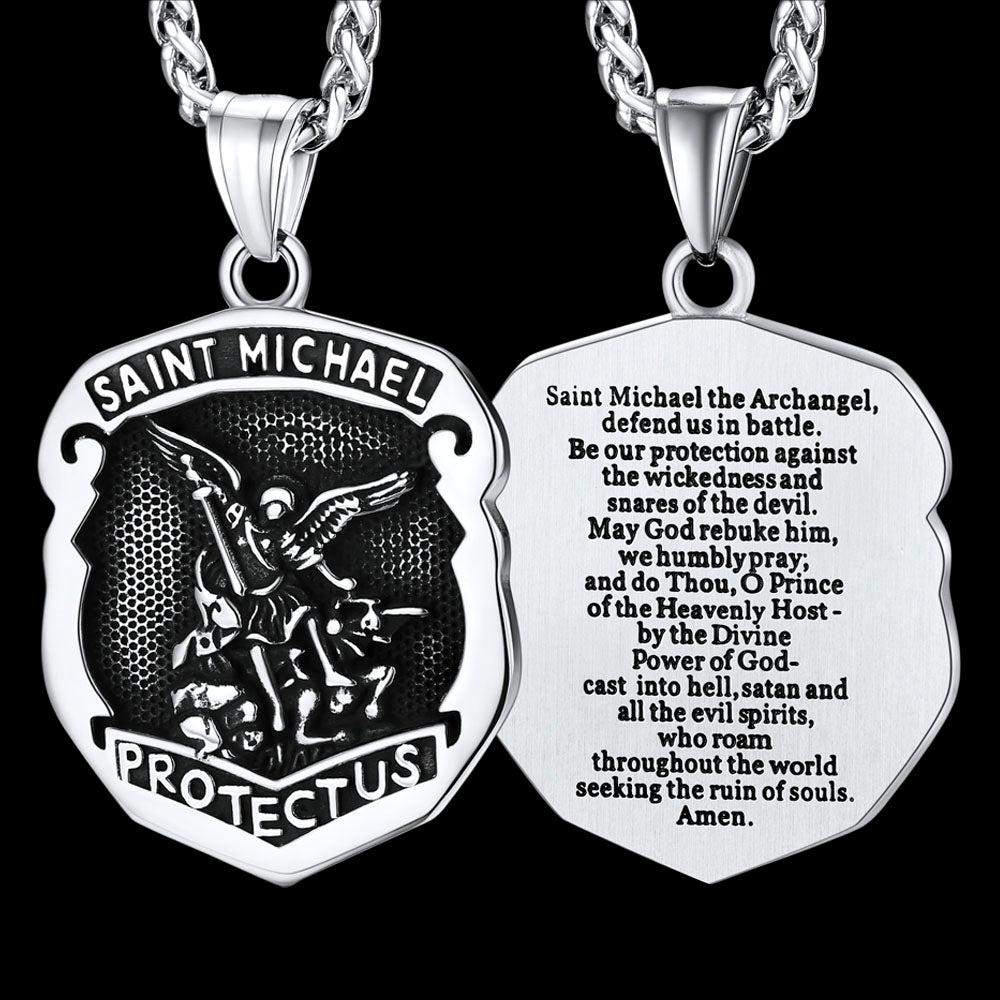 Oval Archangel Saint Michael Necklace Medal