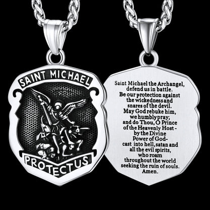 Oval Archangel Saint Michael Necklace Medal
