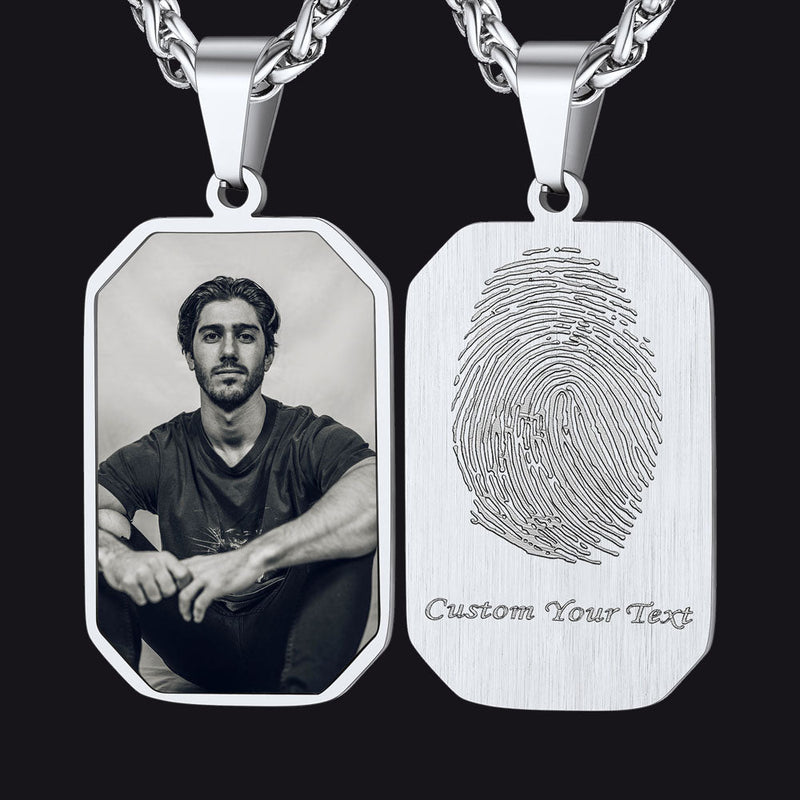 Personalized Picture Fingerprint Dog Tag Necklace for
