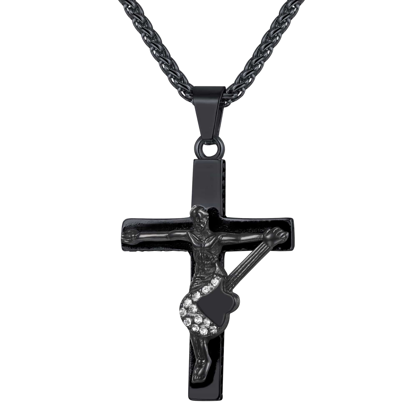 Guitar Jesus Cross Necklace Pendant for