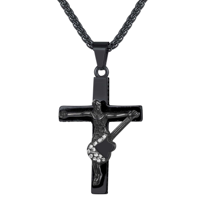 Guitar Jesus Cross Necklace Pendant for