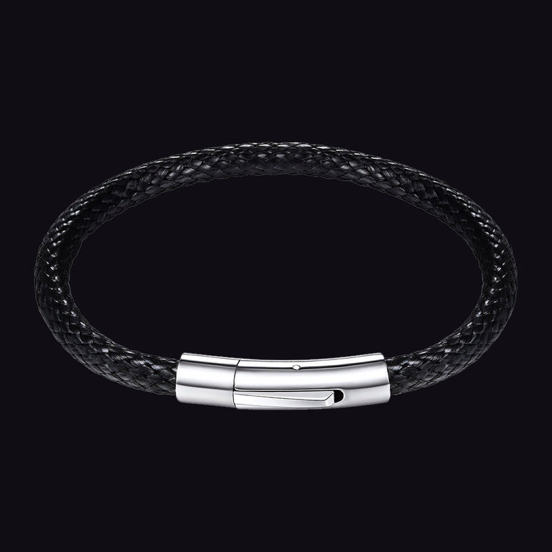 Clasp Braided Genuine Leather Bracelet Birthday Gift for