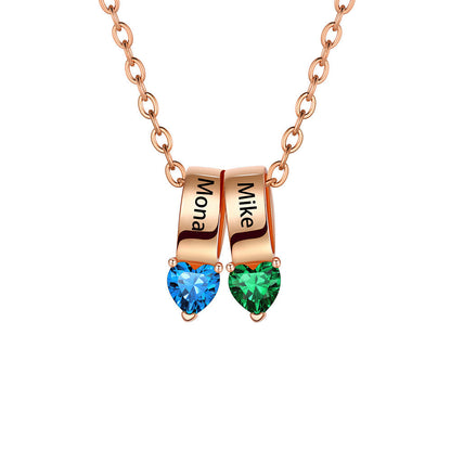 Customized Names Heart Birthstone Necklace for Mother
