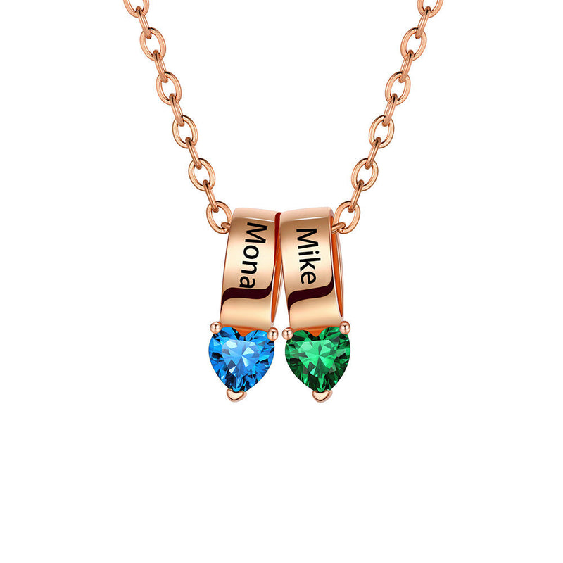 Customized Names Heart Birthstone Necklace for Mother