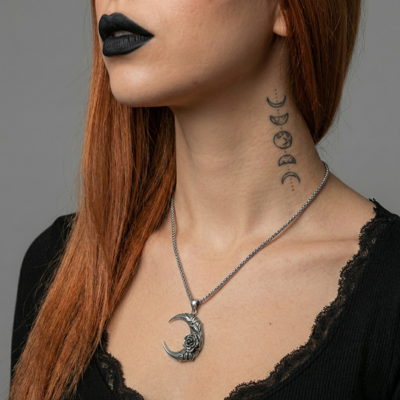Rose Crescent Necklace