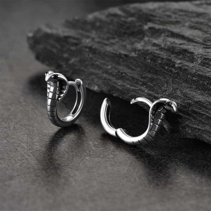 Sterling Silver Cobra Snake Huggie Hoop Earrings for