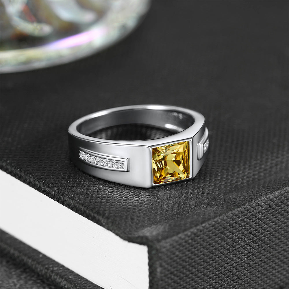 Sterling Silver Birthstone Wedding Band Ring for