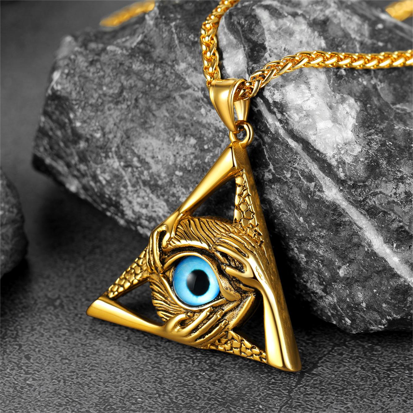 Triangle Third Evil Eye Necklace All-seeing Pendant