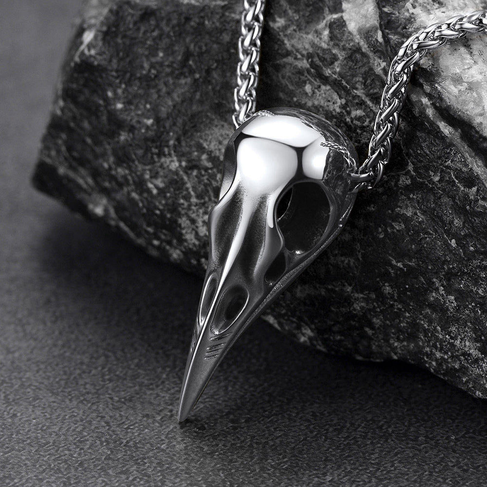 Viking Raven Skull Necklace for