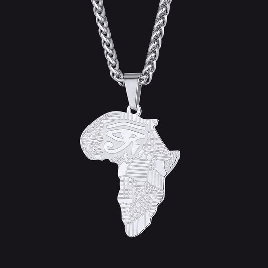 African Map Eye of Horus Necklace for