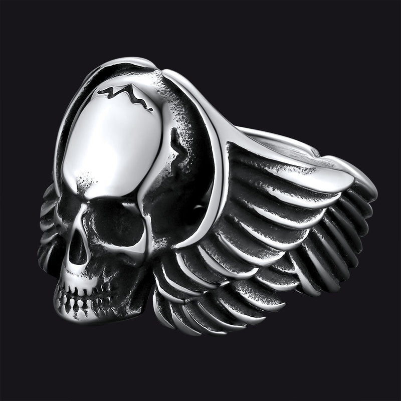 Biker Wings Skull Stainless Steel Ring for