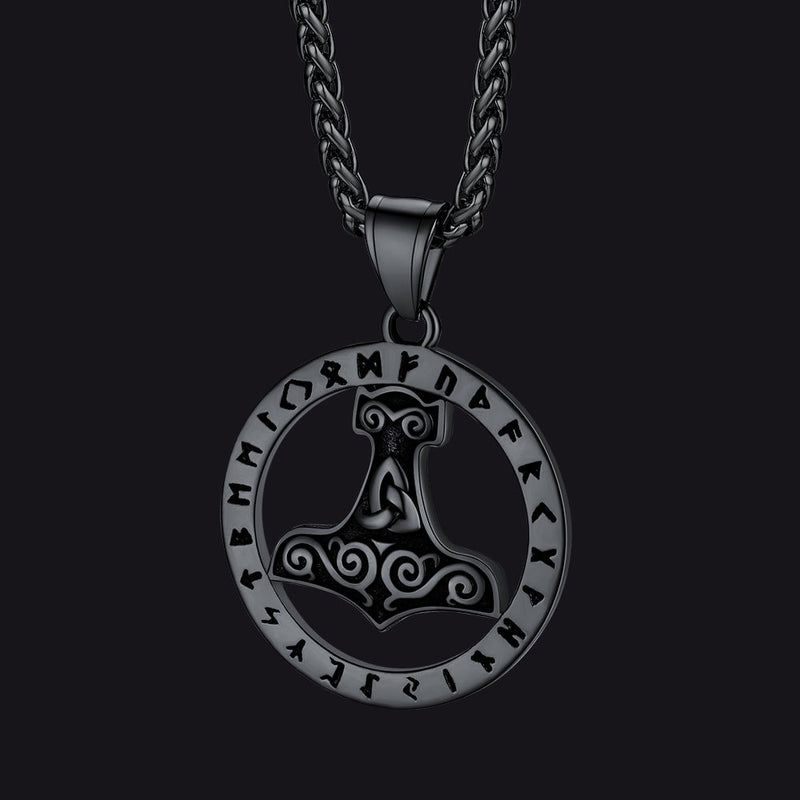 Viking Thor's Hammer Rune Pendant Necklace for