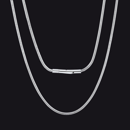 2mm Thin Snake Chain Stainless Steel Necklace for