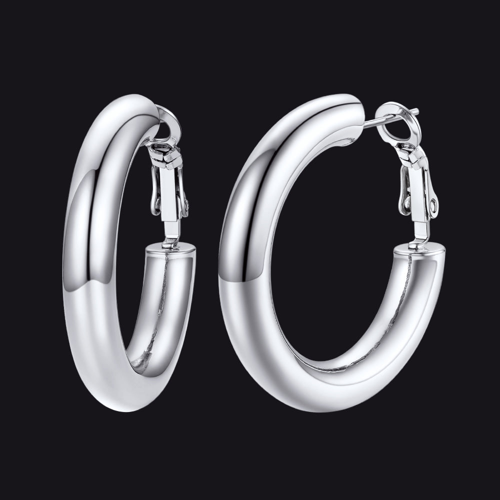 Chunky 5mm Hoop Earrings With Lobster Clasp for