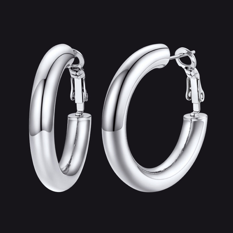 Chunky 5mm Hoop Earrings With Lobster Clasp for