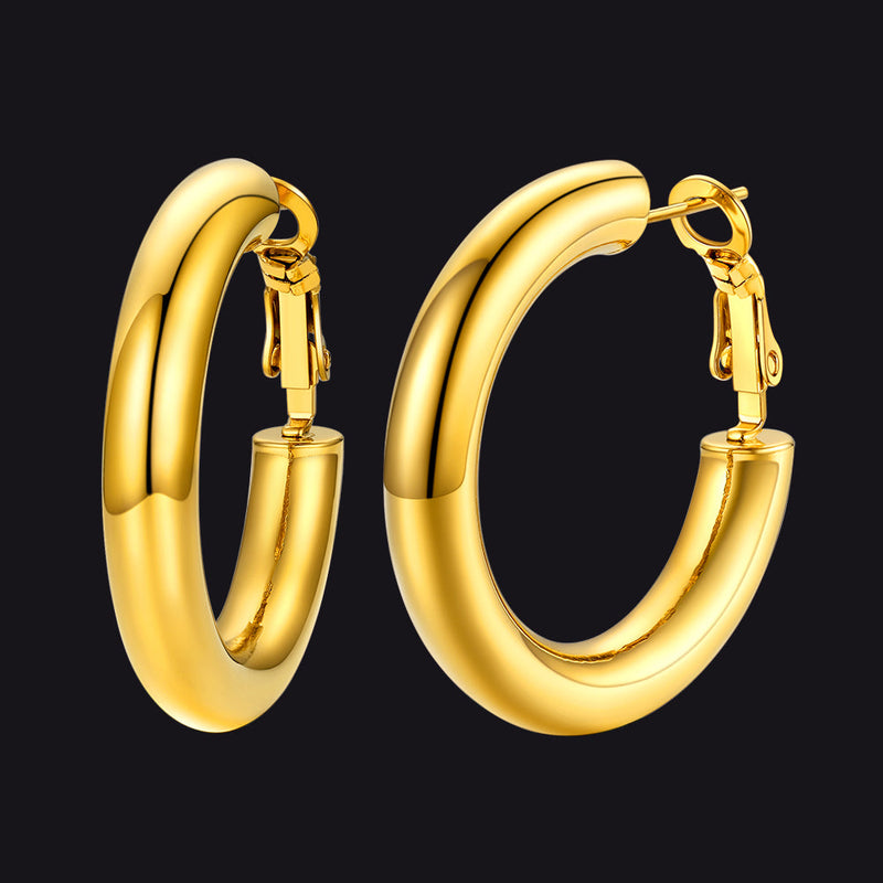 Chunky 5mm Hoop Earrings With Lobster Clasp for