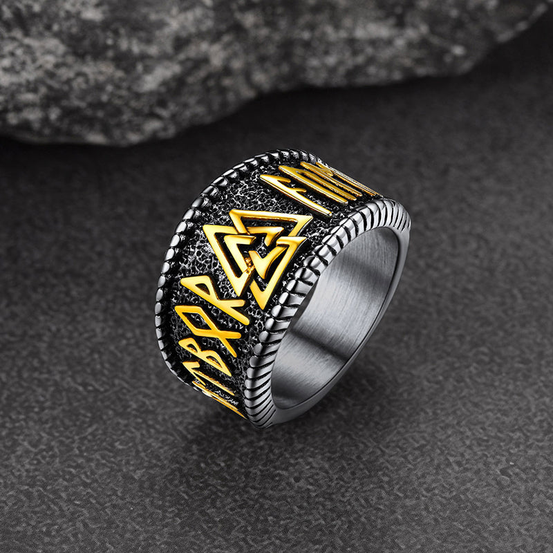 Norse Viking Valknut Ring With Rune for