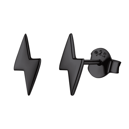Sterling Silver Lightning Bolt Stud Earrings for