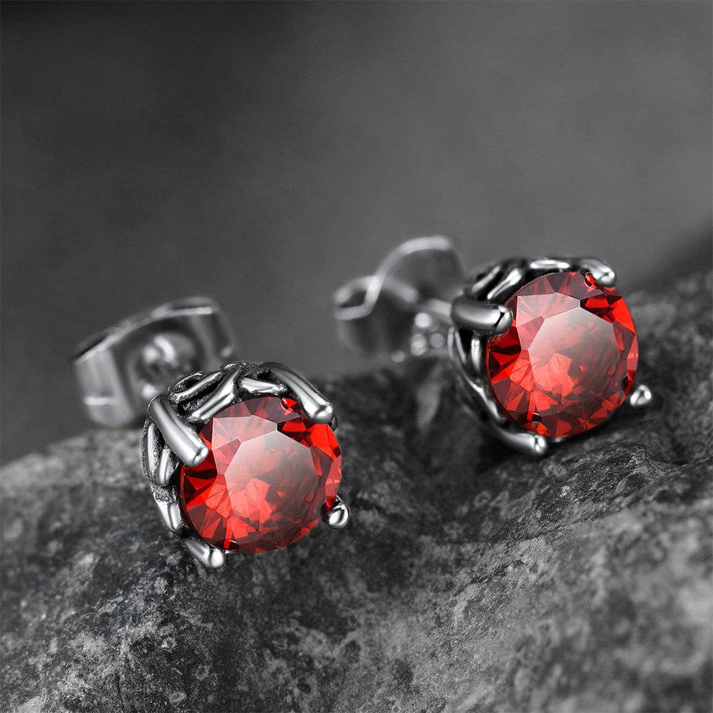 Celtic Ruby Stud Earrings for in Stainless Steel