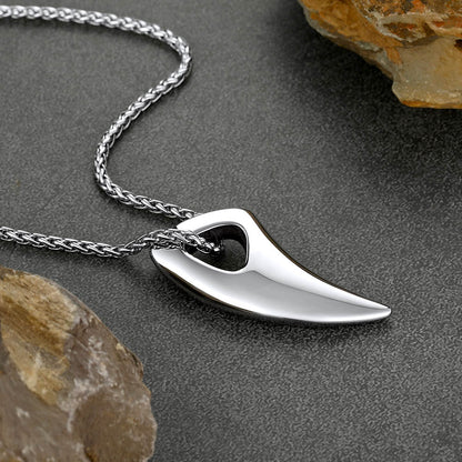 Norse Viking Wolf Tooth Spear Pendant Necklace for