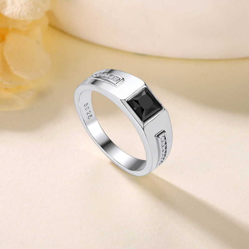 Minimalist Black Onyx Band Ring for