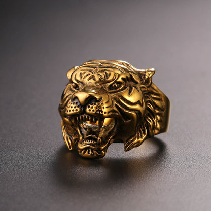 Punk Tiger Head Ring for