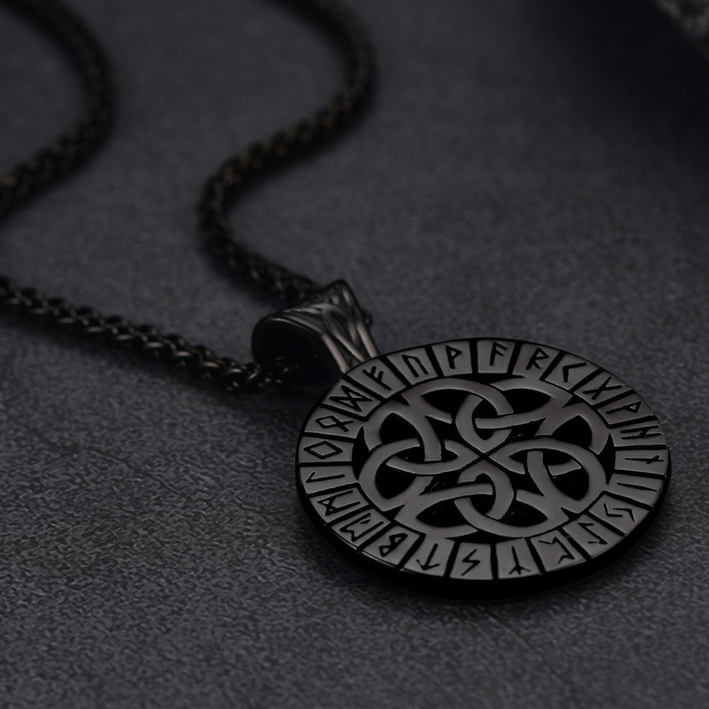 Irish Celtic Knot Necklace With Viking Runes for