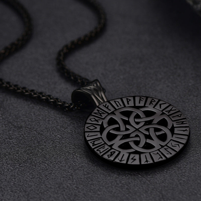 Irish Celtic Knot Necklace With Viking Runes for