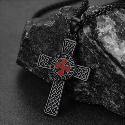 Knights Templar Celtic Cross Pendant Necklace for