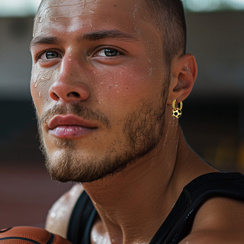 Sport 3d Soccer Hoop Earrings for