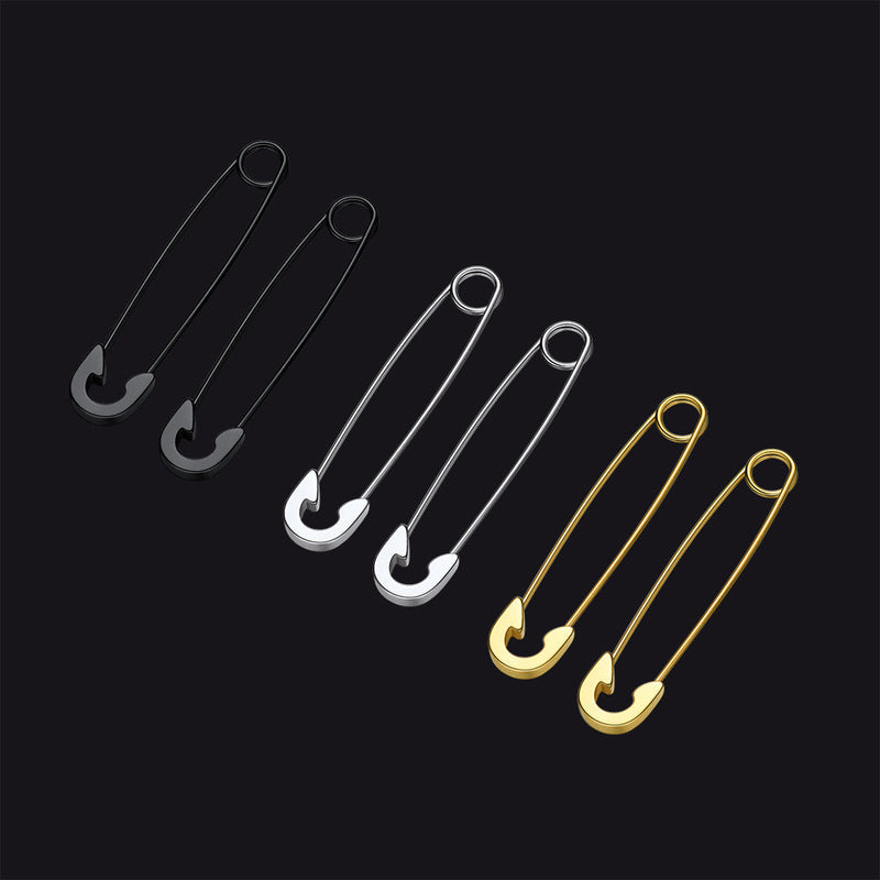 Safety Pin Piercing Earrings Set for 3 Pairs