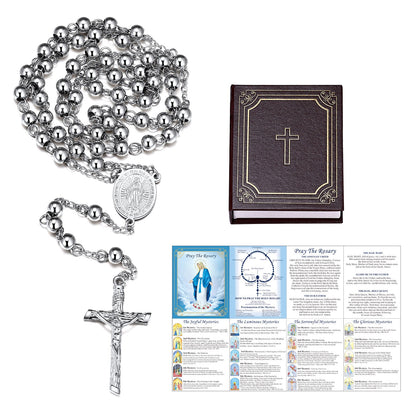 Catholic Virgin Mary Rosary Beads Cross Necklace Chain for