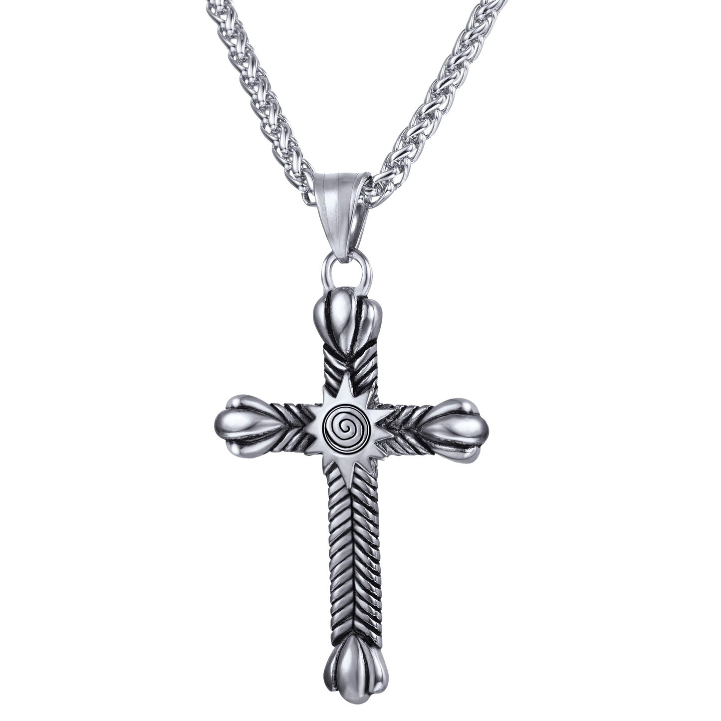 Stainless Steel Cross Crucifix Necklace for