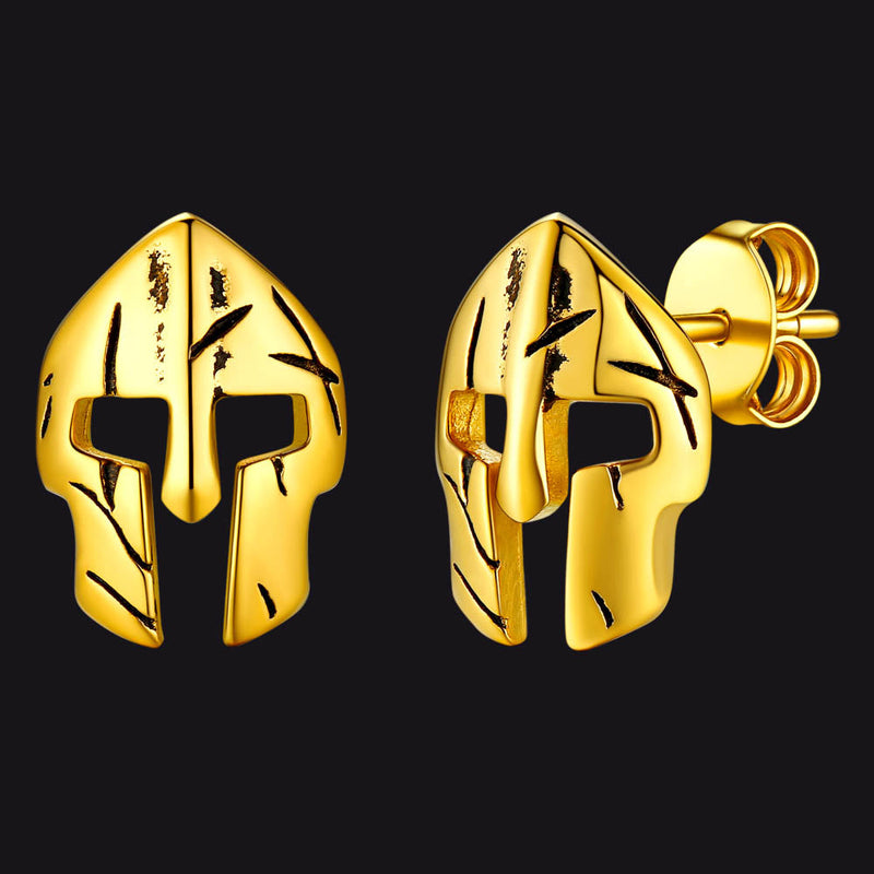 Flash Spartan Helmet Mask Stud Earrings for