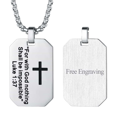 Christian Luke 1:37 Dog Tag Necklace for /
