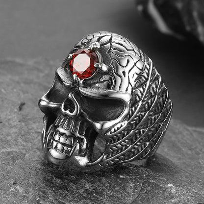 Flash Gothic Skull Ring With Red Gem Forehead for /