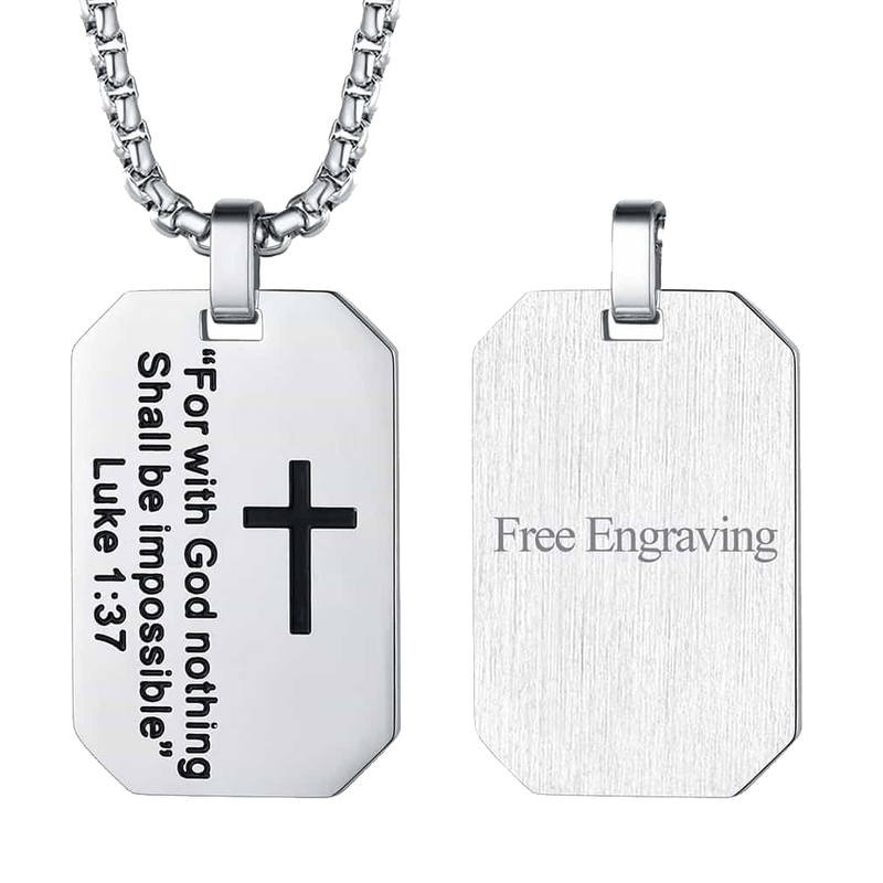 Christian Luke 1:37 Dog Tag Necklace for /
