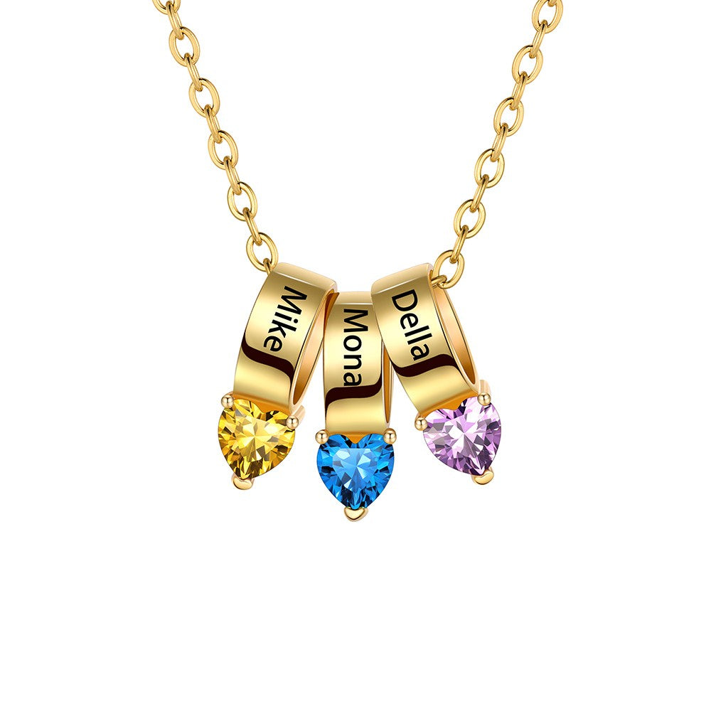 Customized Names Heart Birthstone Necklace for Mother