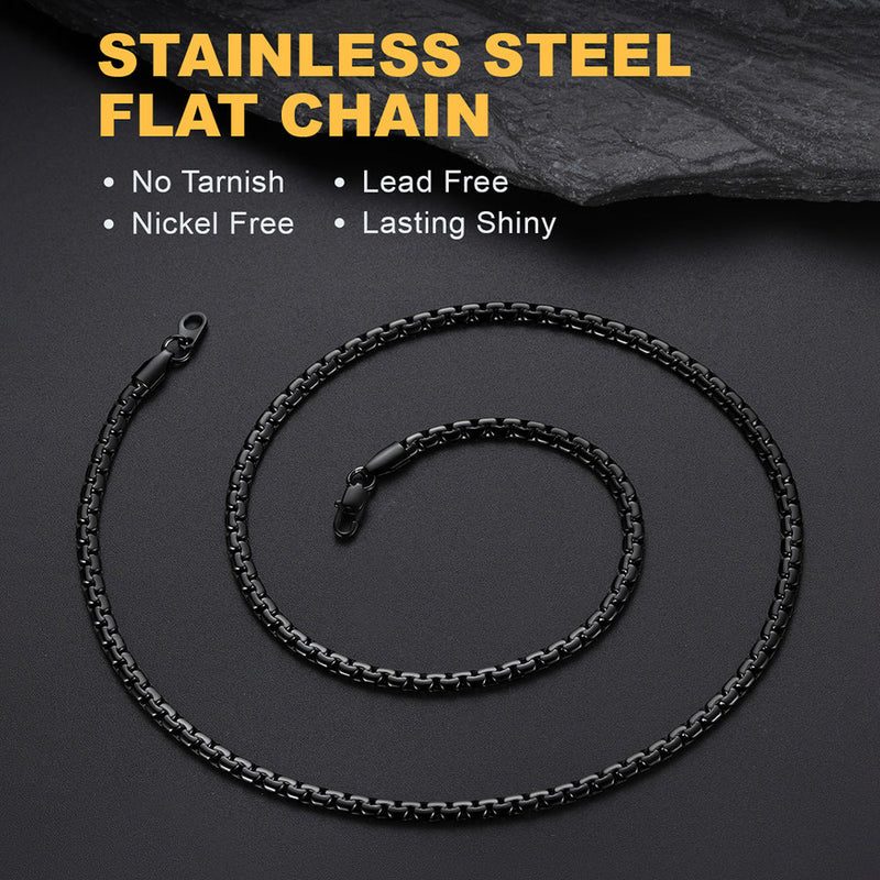 Flat Box Link Chain Stainless Steel Necklace for