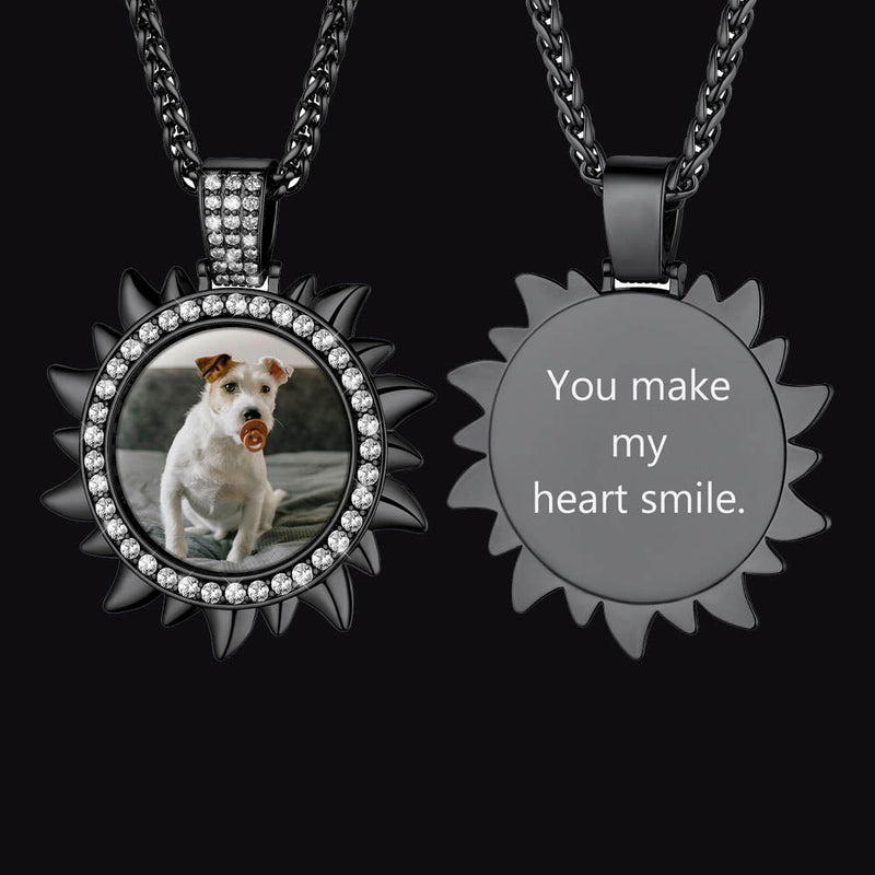 Customized Cz Sun Photo Necklace With Picture