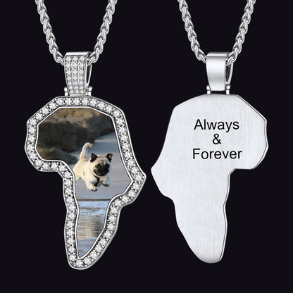 Customized African Map Photo Necklace With Picture for