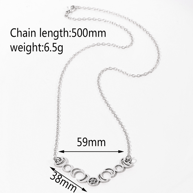Pentacle Triple Moon Goddess Necklace