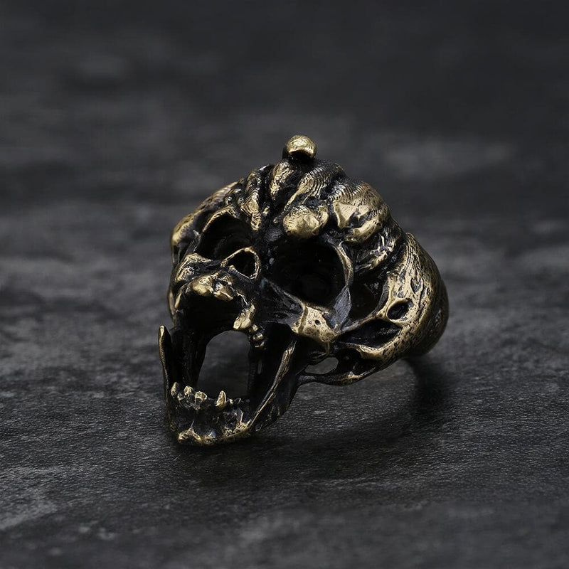 Halloween Horror Pumpkin Sterling Silver Skull Ring