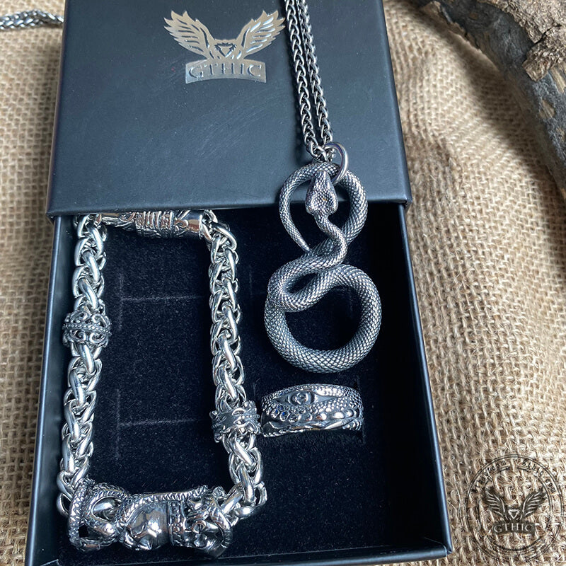 3 Pcs Ferocious Snake Jewelry Set